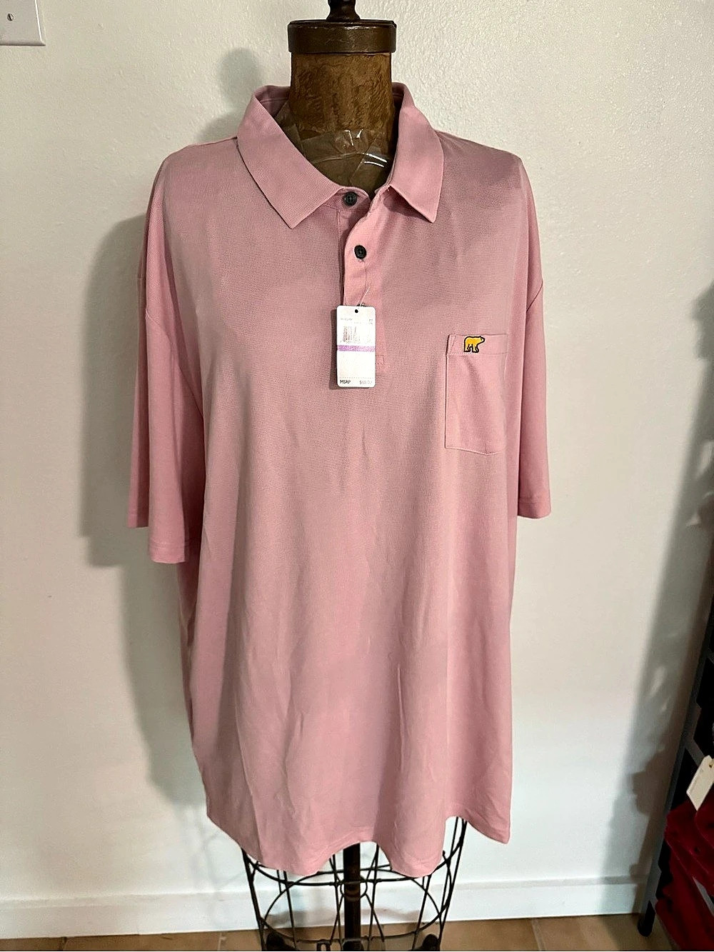 NWT Jack Nicholas Golden bear Pink Polo Golf shirt Size XXL #preppy #classic